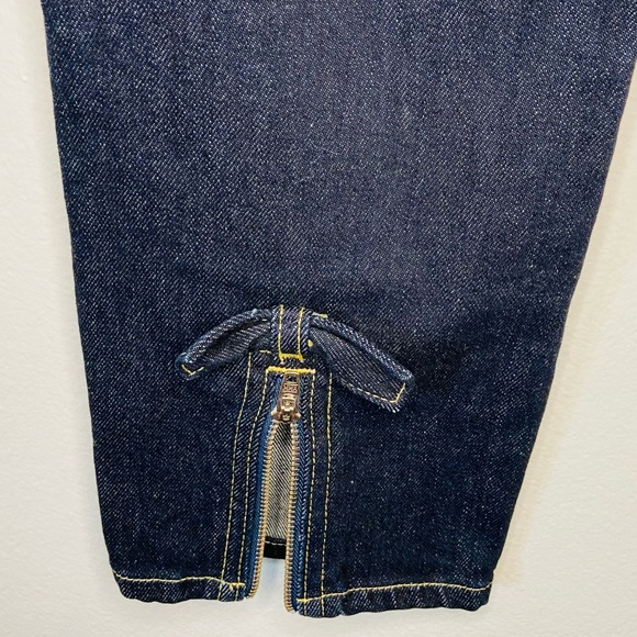 NWT AMO Bow Mid-Rise Straight Dark Blue Cropped Jeans - Picture 9 of 9